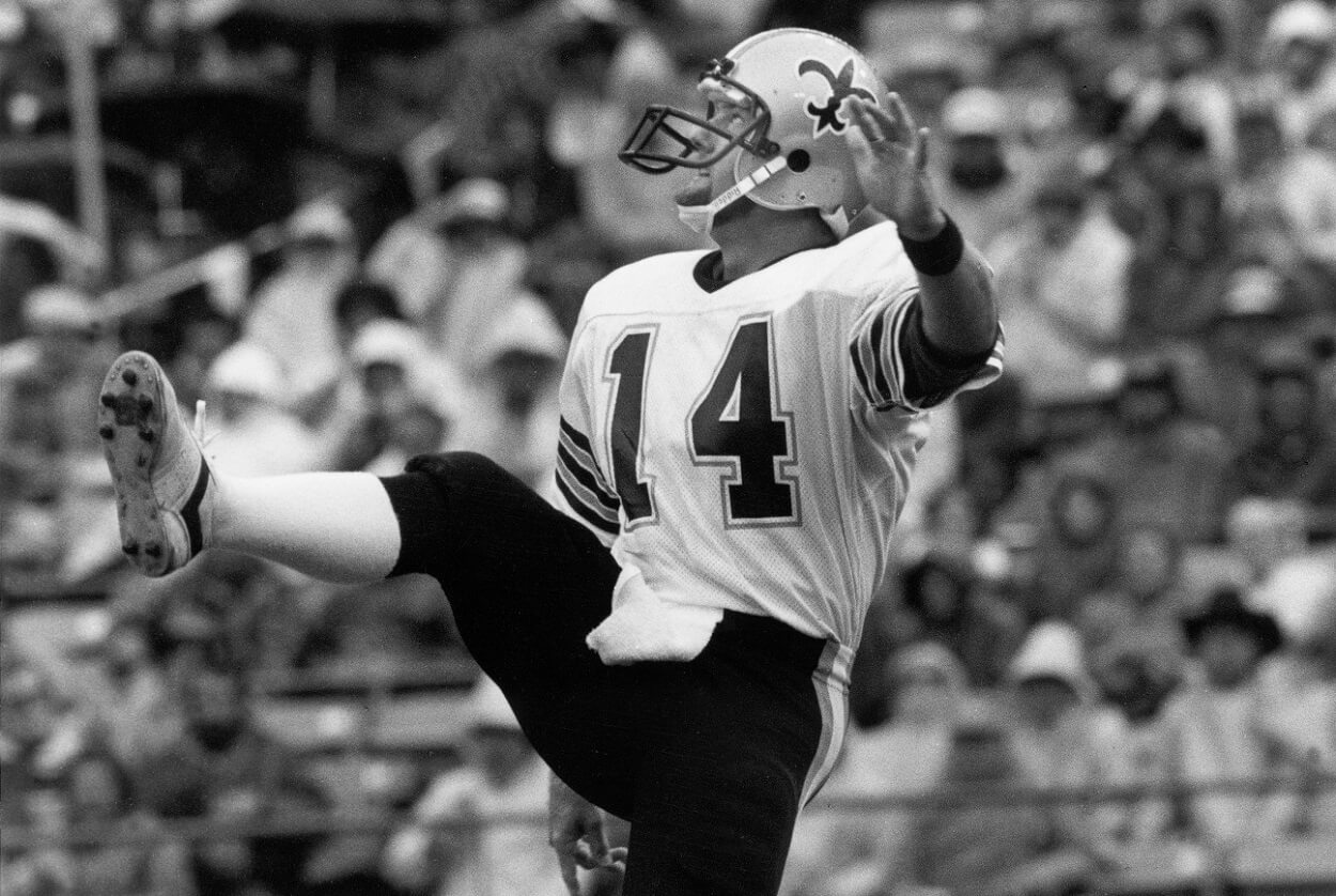 Punter Russell Erxleben during a Saints-49ers matchup in 1983