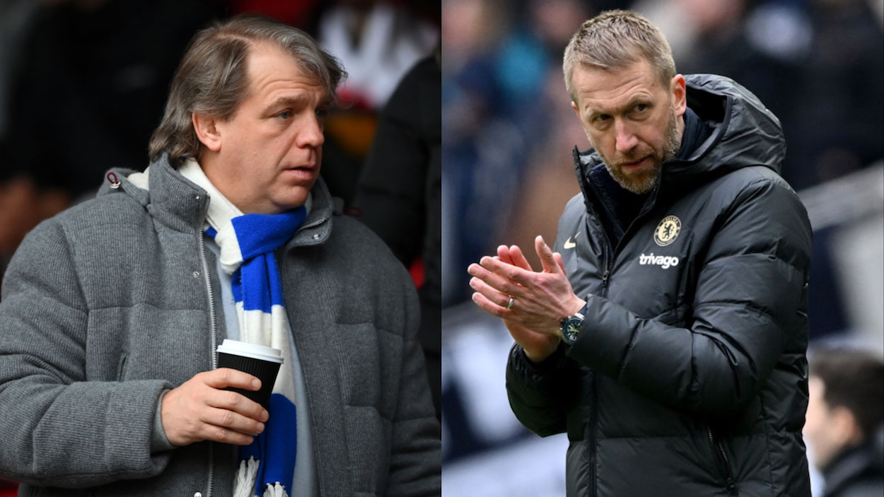 Chelsea owner Todd Boehly (L) and former Chelsea manager Graham Potter (R)