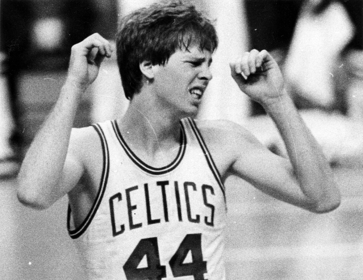 Boston Celtics Danny Ainge reacts after a foul.