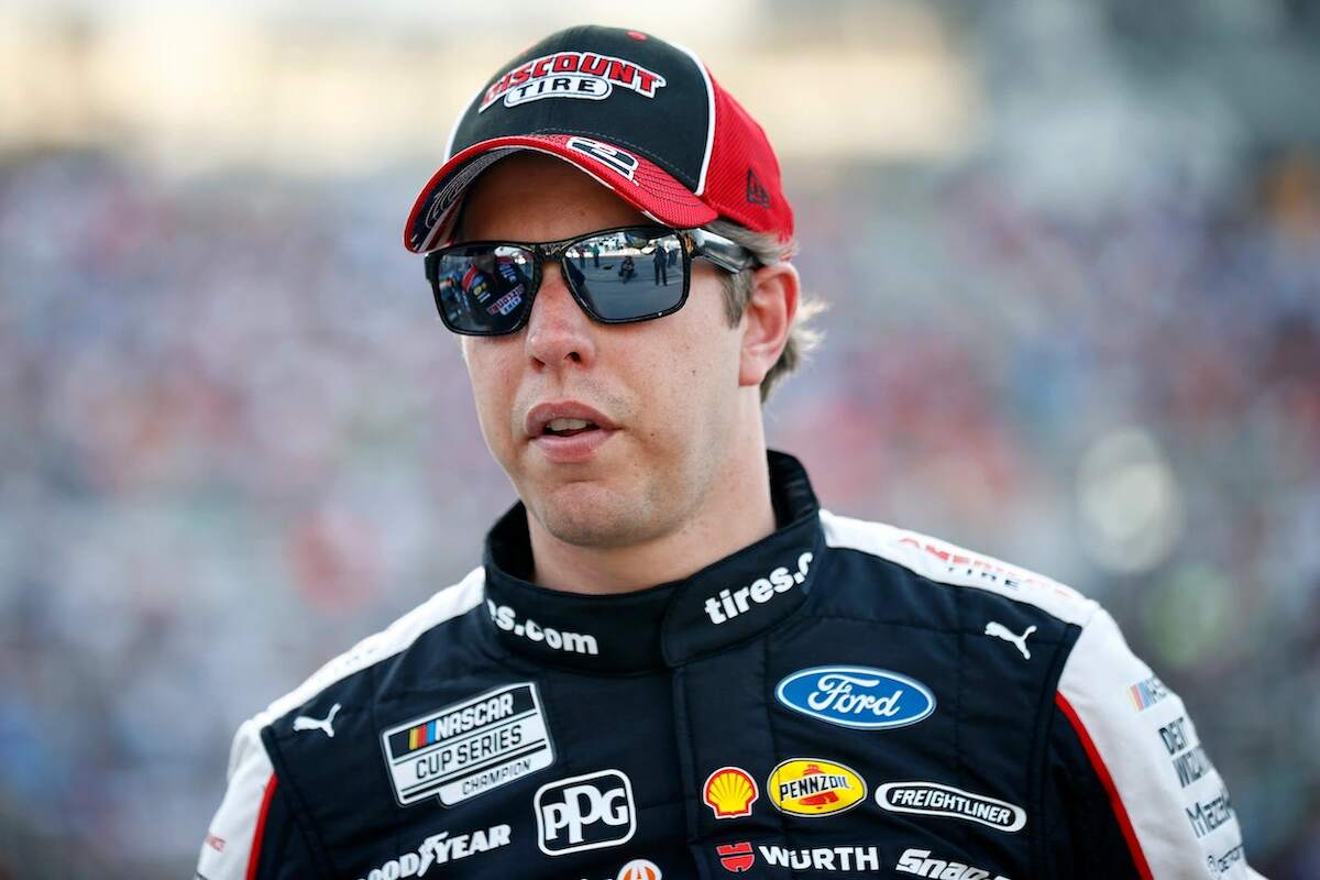 Brad Keselowski waits on the grid prior to the NASCAR All-Star Race at Texas Motor Speedway in 2021
