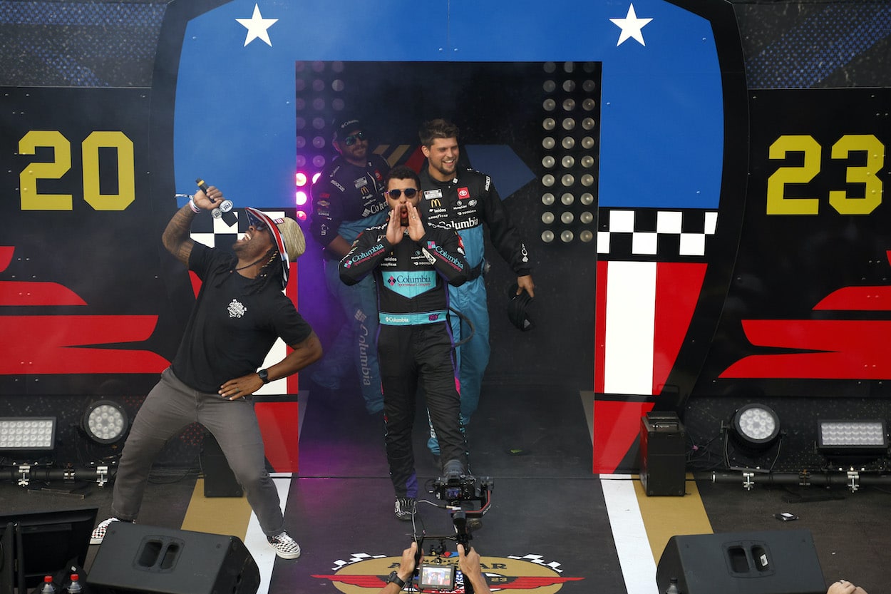 Bubba Wallace walks on stage