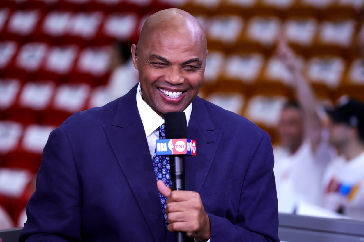 Charles Barkley looks on prior to Game 3 of the Eastern Conference Finals between the Boston Celtics and Miami Heat.