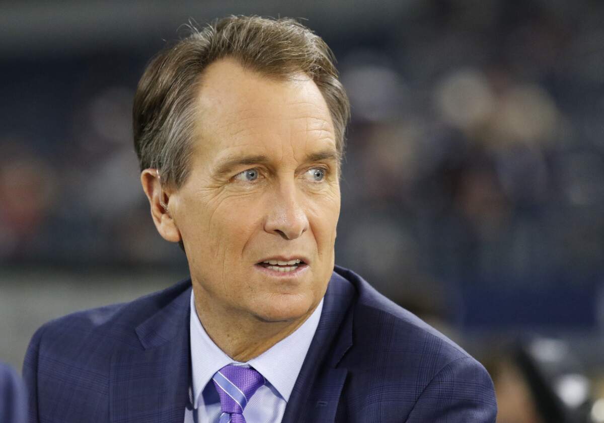 NBC Sports Sunday Night Football announcer Cris Collinsworth on set during an NFL game