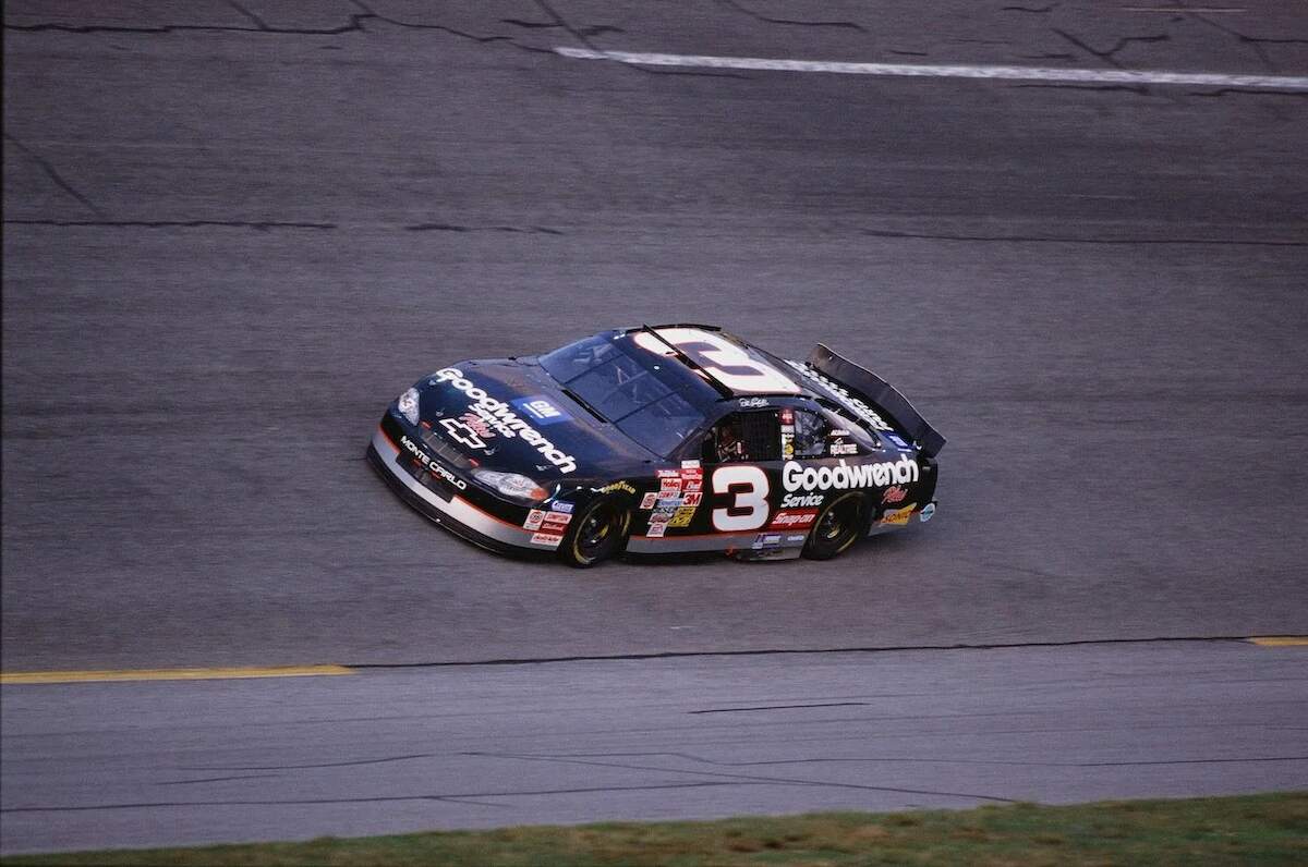 NASCAR driver Dale Earnhardt drives at Daytona International Speedway in practice before the 2001 Daytona 500