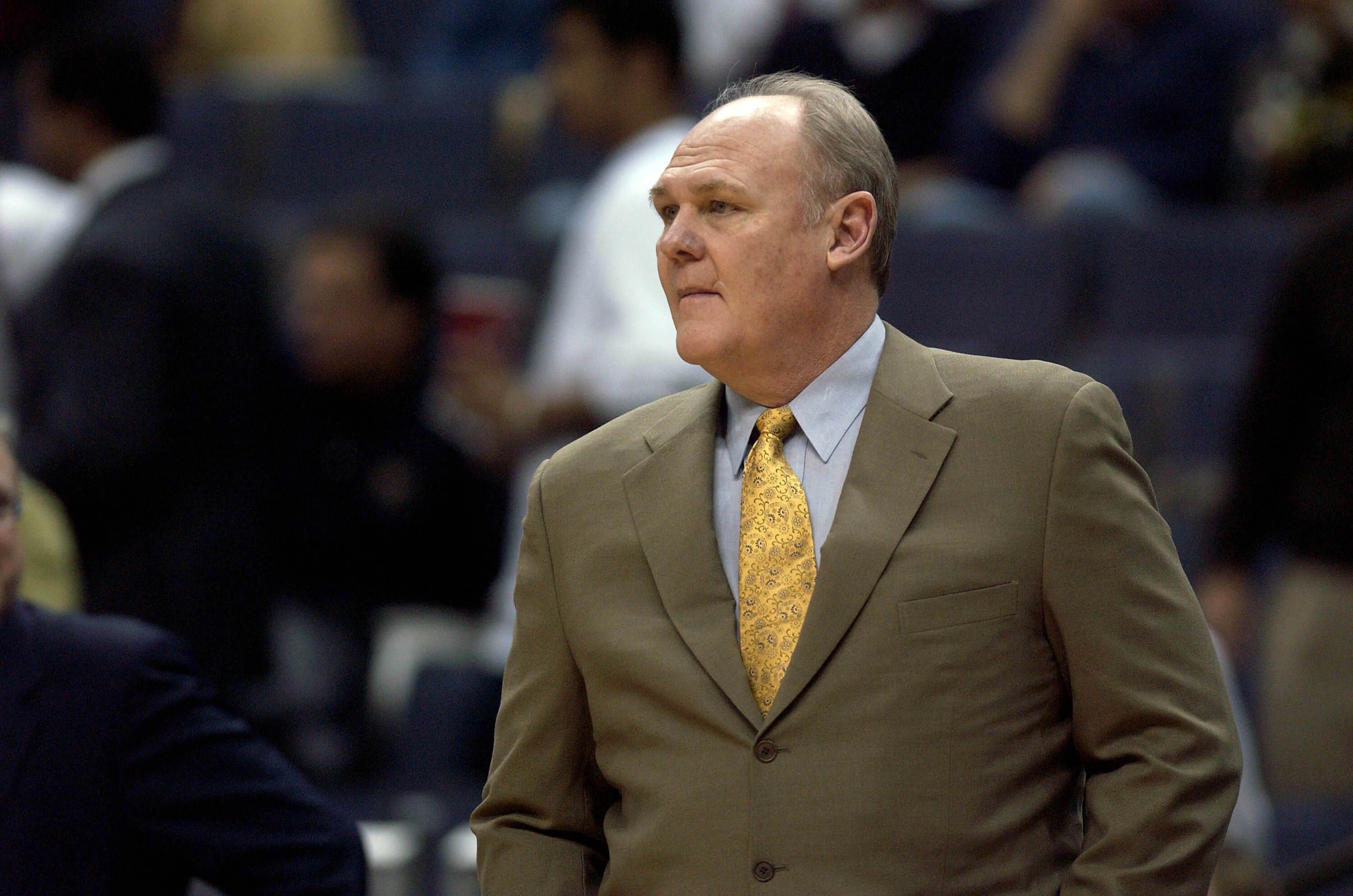 Head coach George Karl of the Denver Nuggets watches the game against the Washington Wizards.