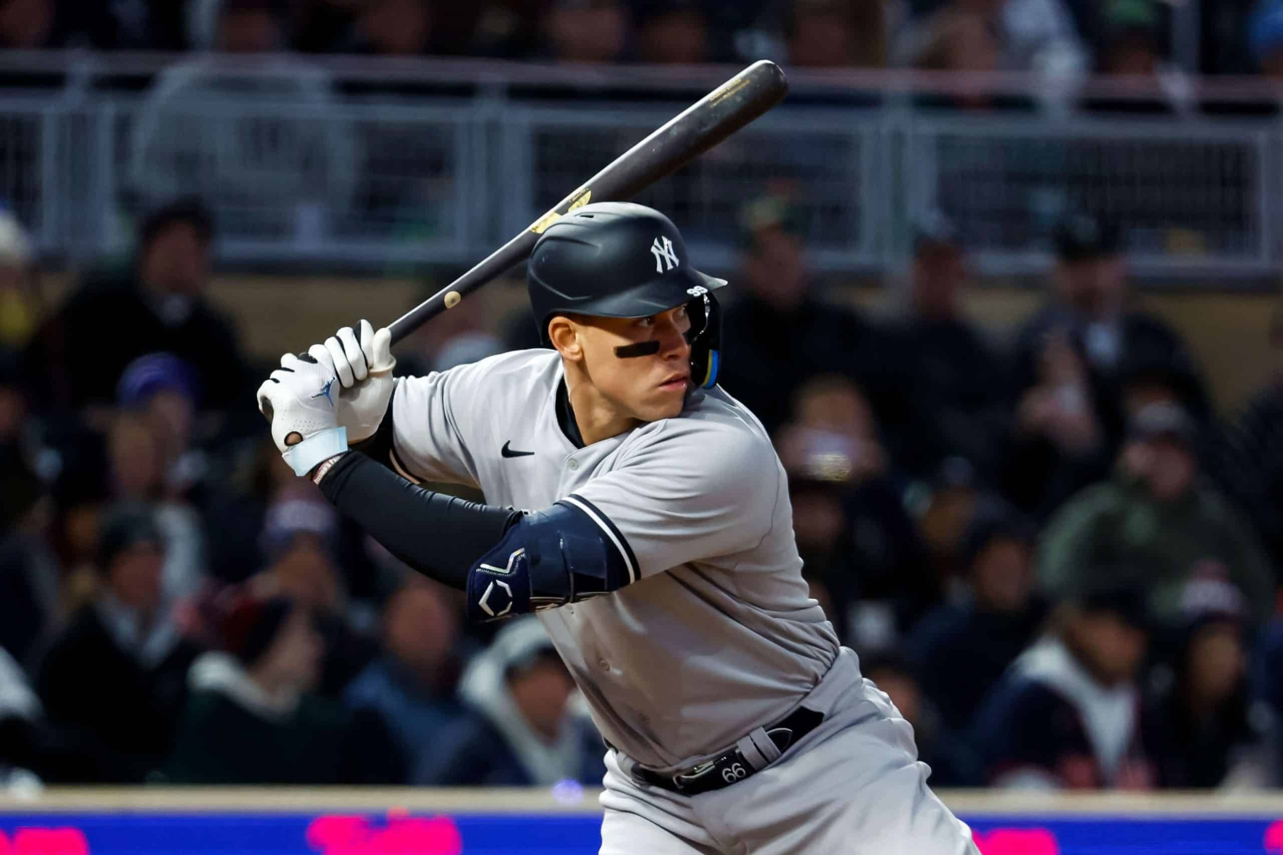 New York Yankees slugger Aaron Judge prepares to swing