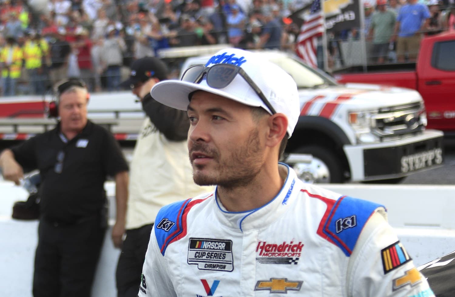 Kyle Larson prior to the NASCAR Cup Series All-Star Race on May 21, 2023, at North Wilkesboro Speedway.
