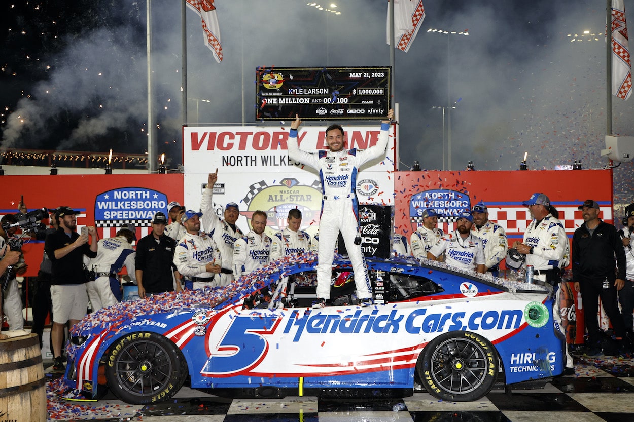 Kyle Larson celebrates