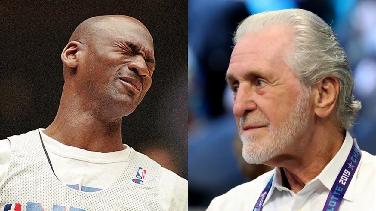 Michael Jordan (L) and Pat Riley (R)