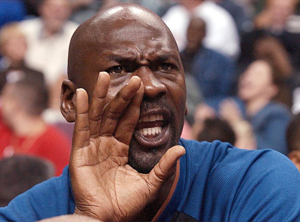 Michael Jordan yells at a referee during his time with the Washington Wizards.