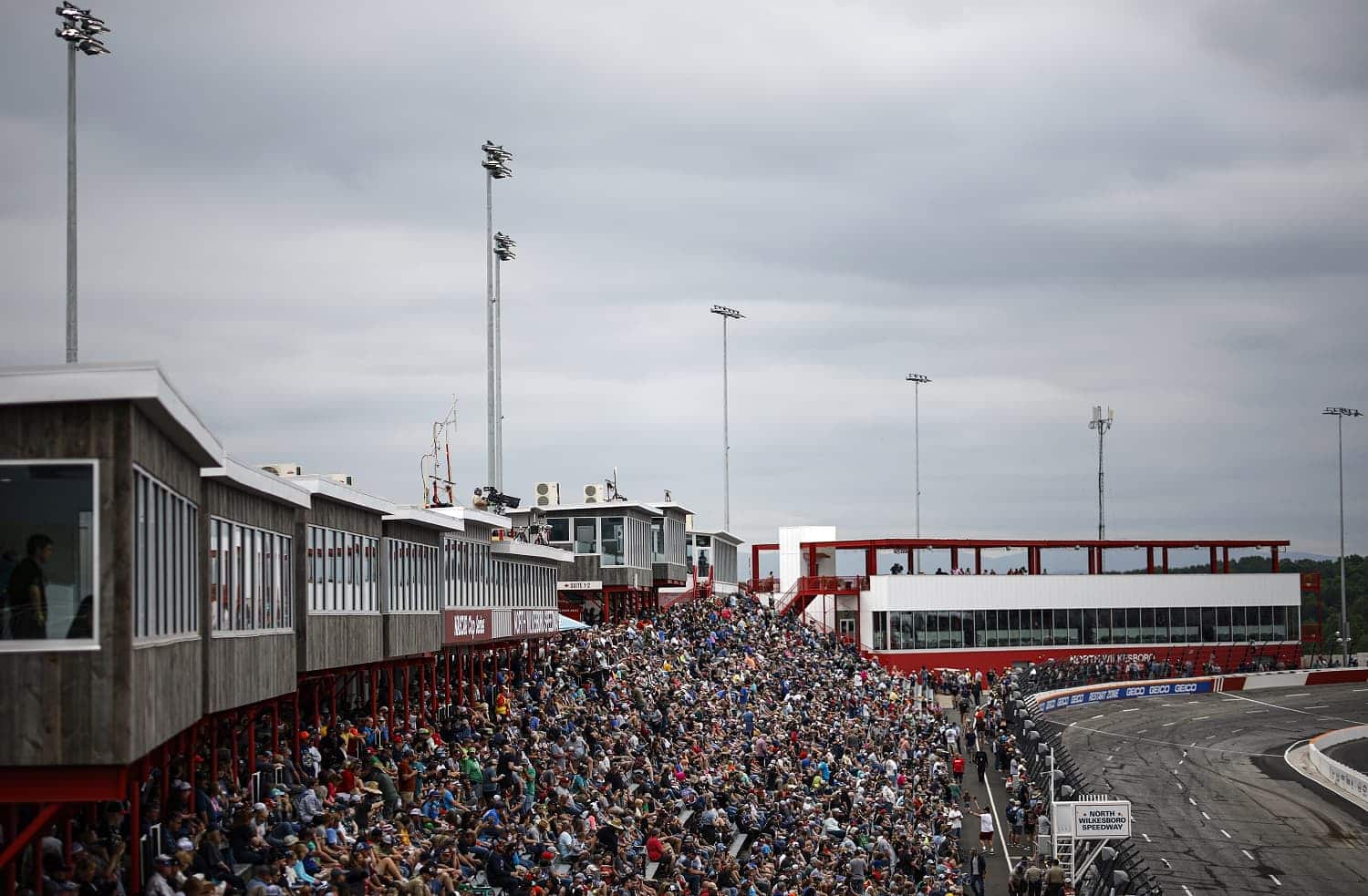 A general view of the grandstands during practice for the NASCAR Cup Series All-Star Race at North Wilkesboro Speedway on May 19, 2023.