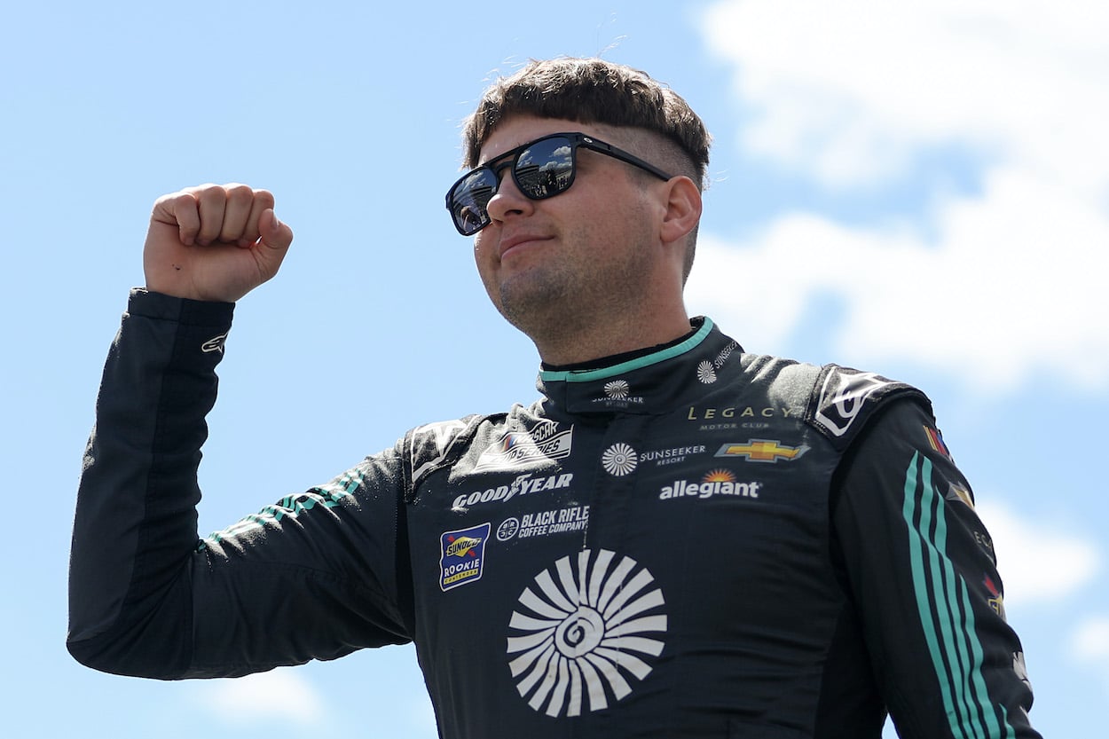 Noah Gragson waves to crowd.