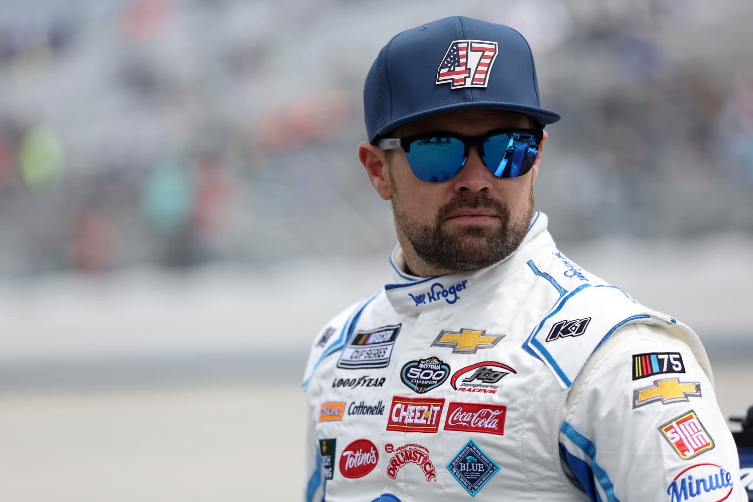Ricky Stenhouse Jr. waits on the grid prior to the NASCAR Cup Series Würth 400 at Dover International Speedway on May 1, 2023.