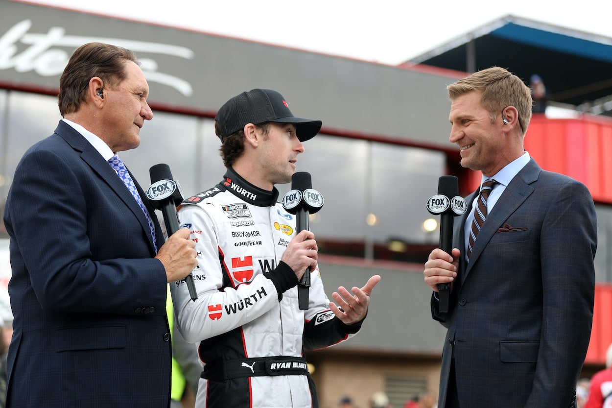 Ryan Blaney talks on TV.