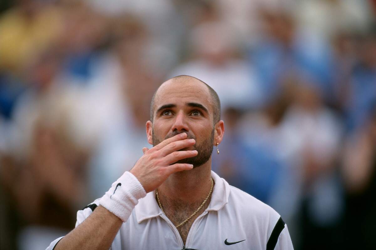 Tennis player Andre Agassi wins the 1999 French Open at Roland Garros