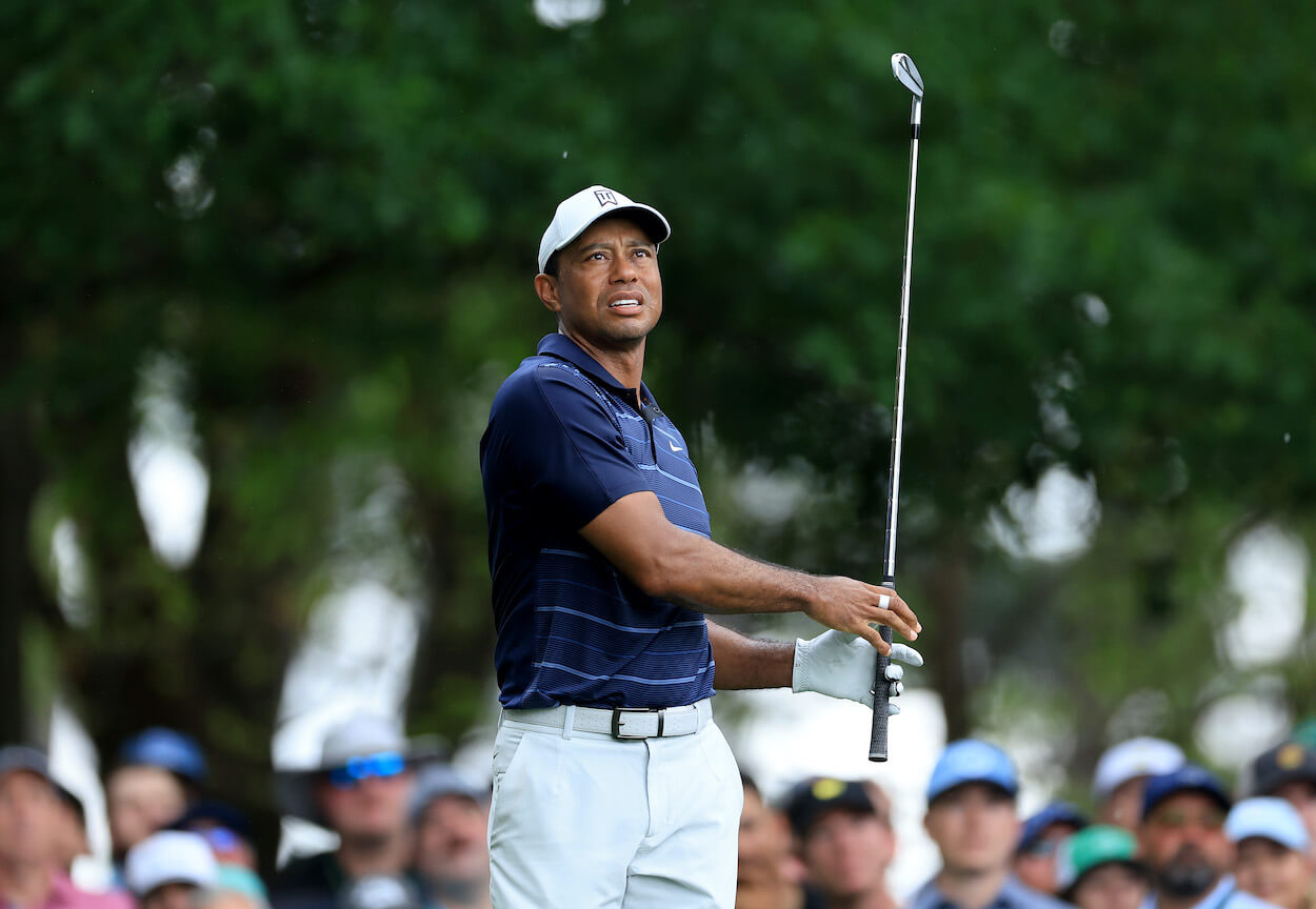Tiger Woods tees off during the second round of the 2023 Masters.