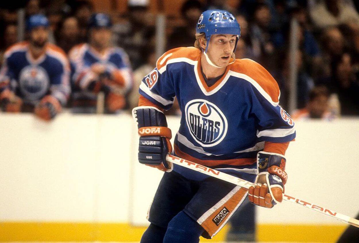 Wayne Gretzky on the ice during his Edmonton Oilers career.
