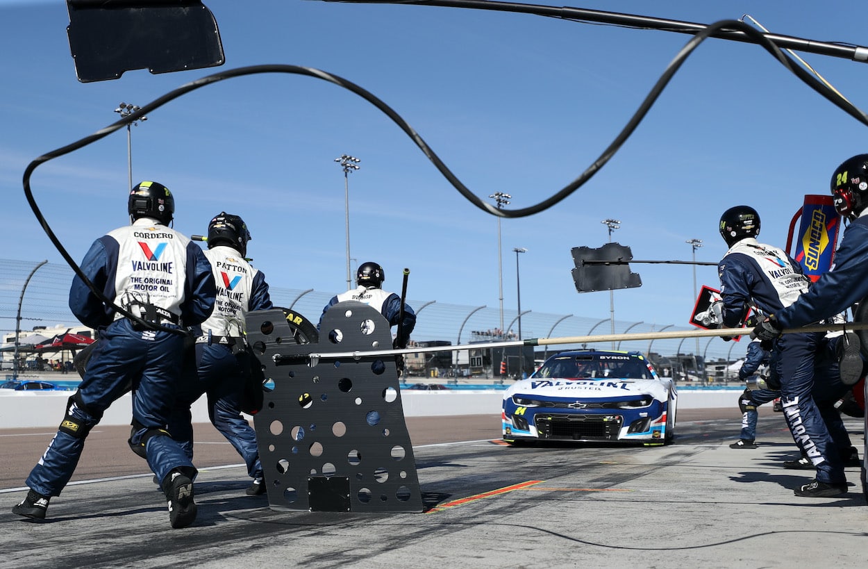 William Byron pits at Phoenix.