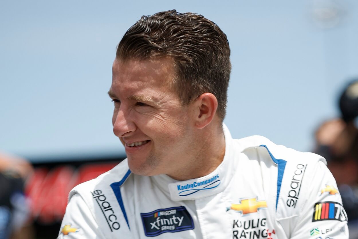 AJ Allmendinger, driver of the #10 Gabriel Glas Chevrolet, waits on the grid during qualifying for the NASCAR Xfinity Series DoorDash 250 at Sonoma Raceway on June 10, 2023 in Sonoma, California