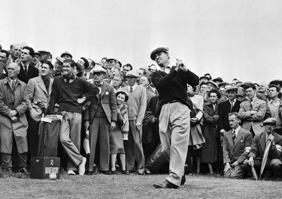 Ben Hogan tries his hand at British Open Golf for the first time