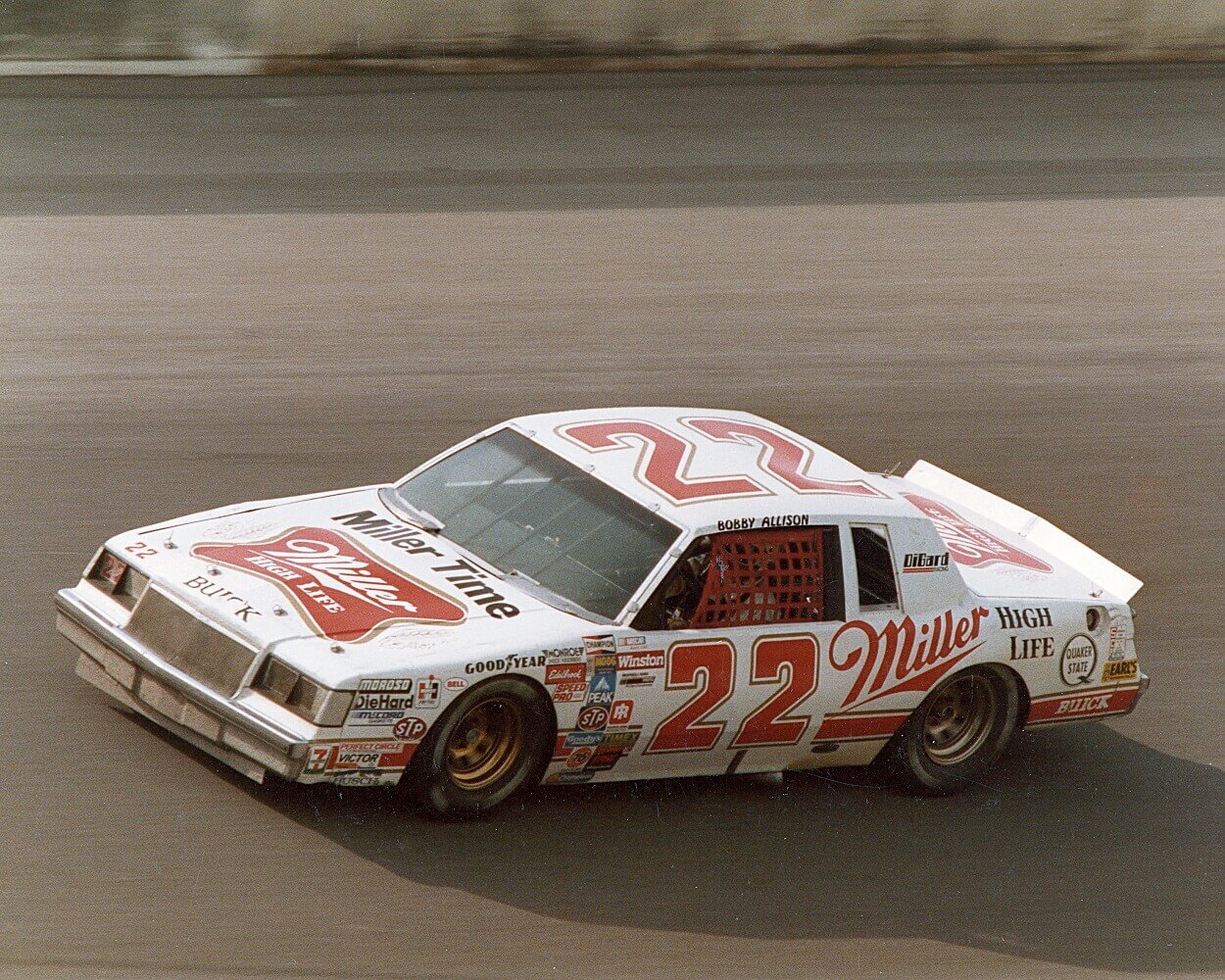 On his way to his only NASCAR Cup championship in 1983, Bobby Allison drove the DiGard Racing Miller High Life Buick to six victories and an incredible 25 top 10 finishes in 30 races