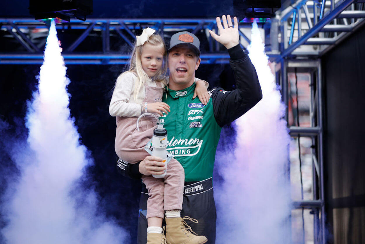 Brad Keselowski and his daughter during the 2022 NASCAR campaign.