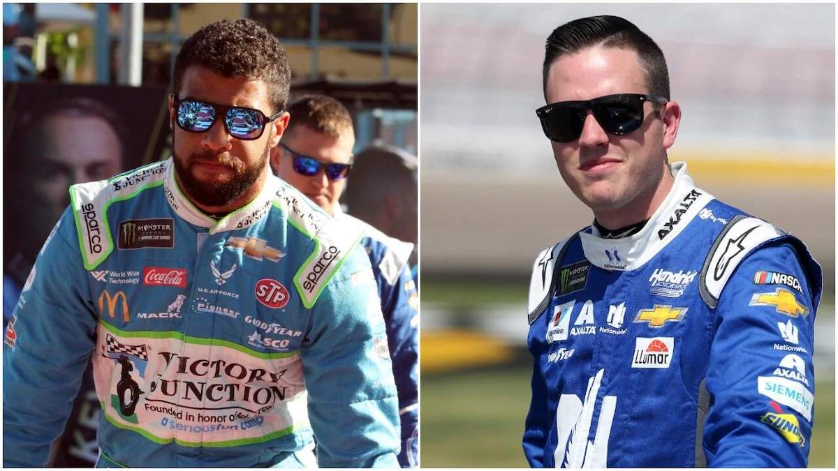 An image of Bubba Wallace next to an image of Alex Bowman
