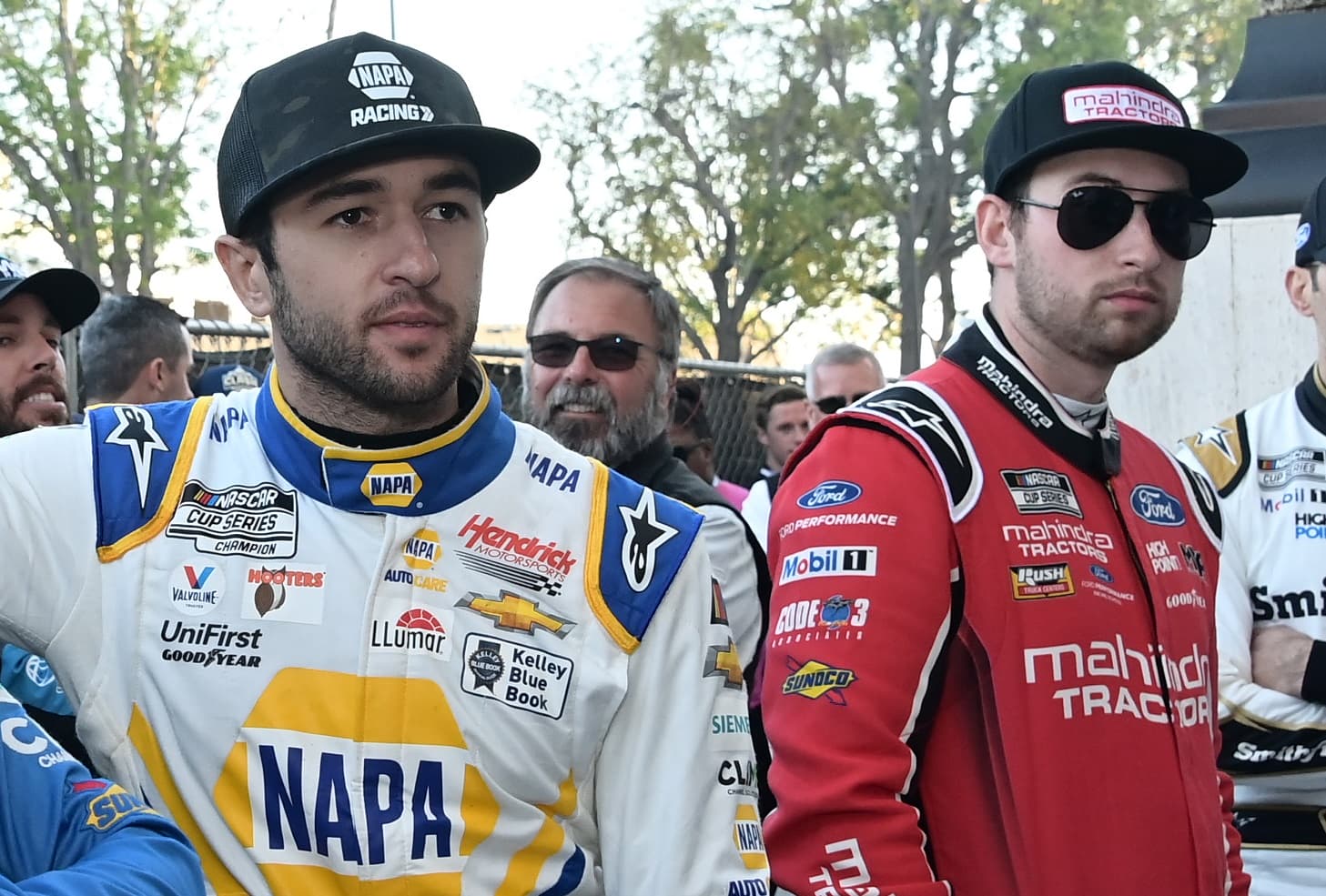 Chase Elliott and Chase Briscoe await driver introductions at the NASCAR Clash at the Coliseum on Feb. 5, 2023. | Araya Doheny/Getty Images