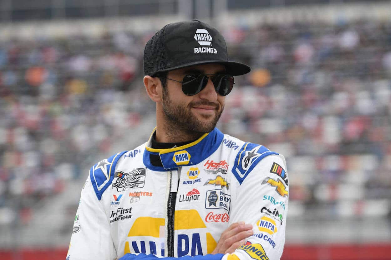 Chase Elliott looks on at Charlotte.