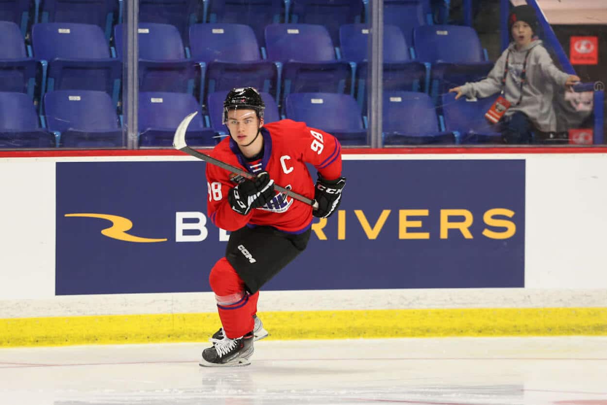 Connor Bedard skates ahead of the 2023 CHL Top Prospects Game.