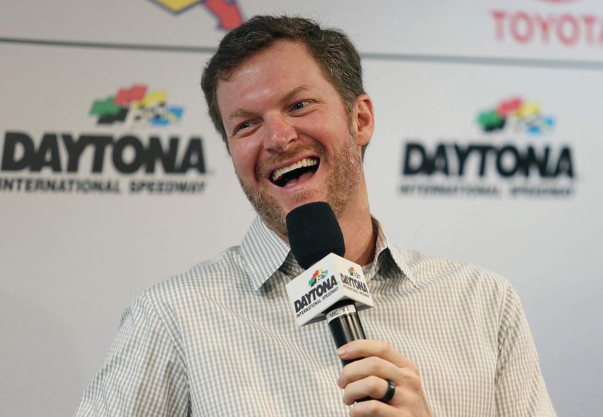 NASCAR driver Dale Earnhardt Jr. laughs in a press conference