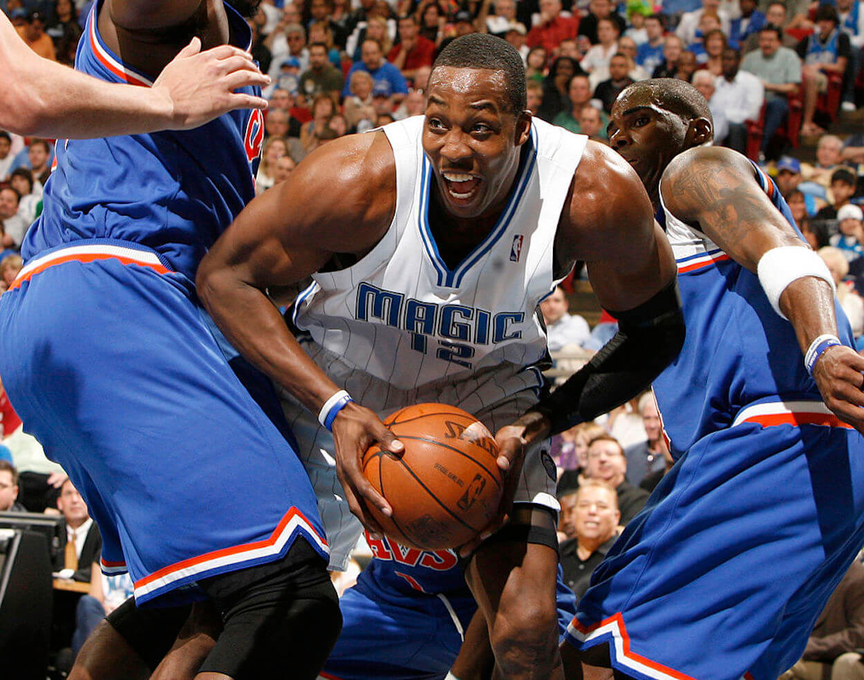 Dwight Howard (C) drives to the paint during his time with the Orlando Magic.