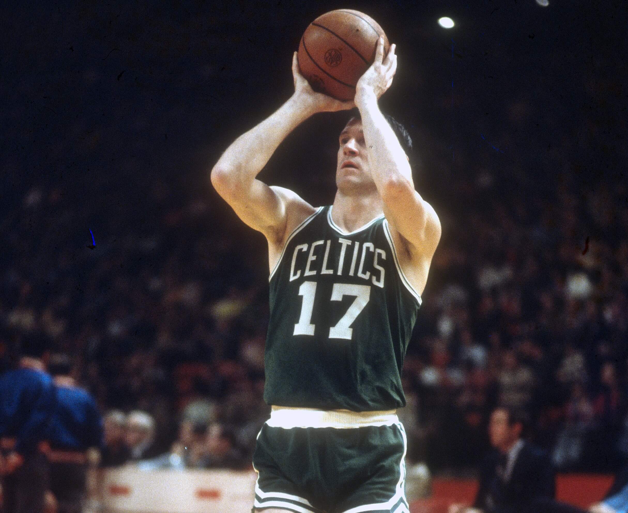 John Havlicek of the Boston Celtics shoots against the Washington Bullets.