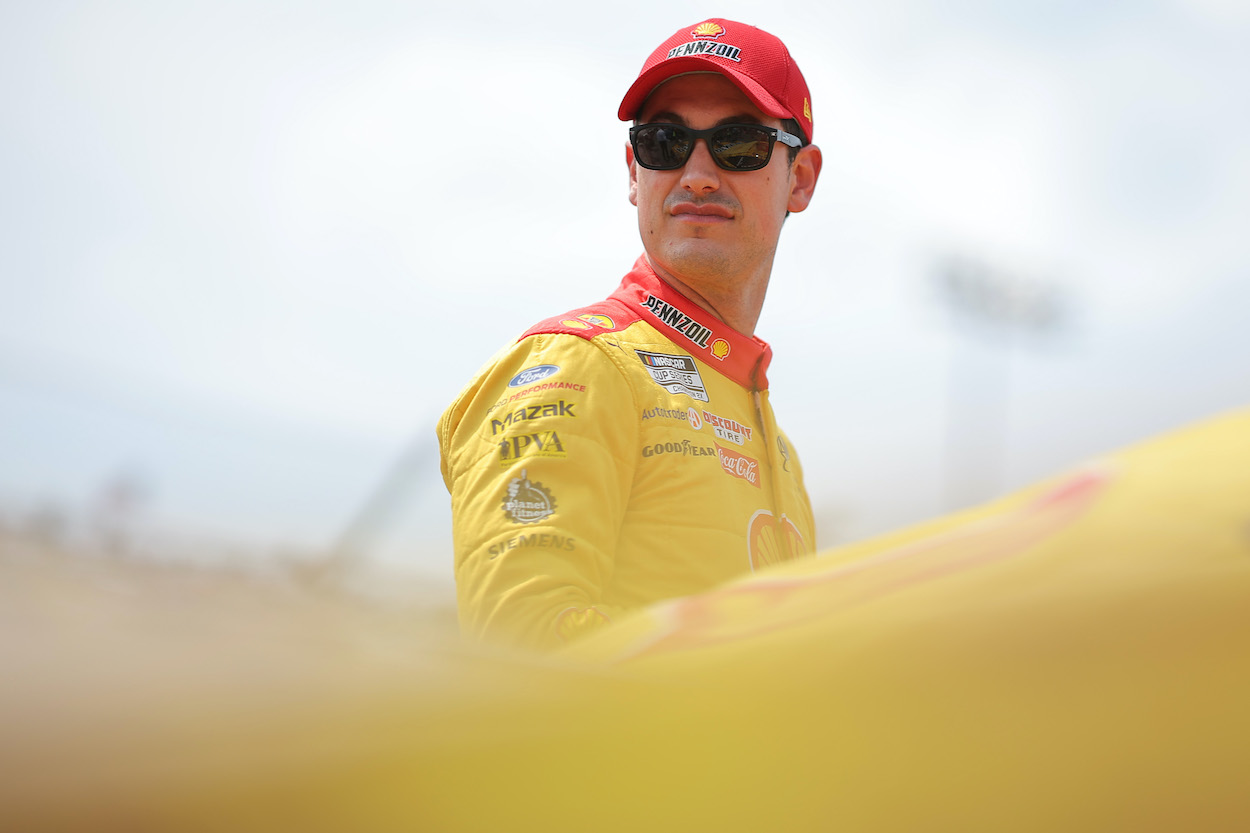Joey Logano waits on the grid prior to the NASCAR Cup Series Enjoy Illinois 300 at WWT Raceway on June 4, 2023. | Jonathan Bachman/Getty Images