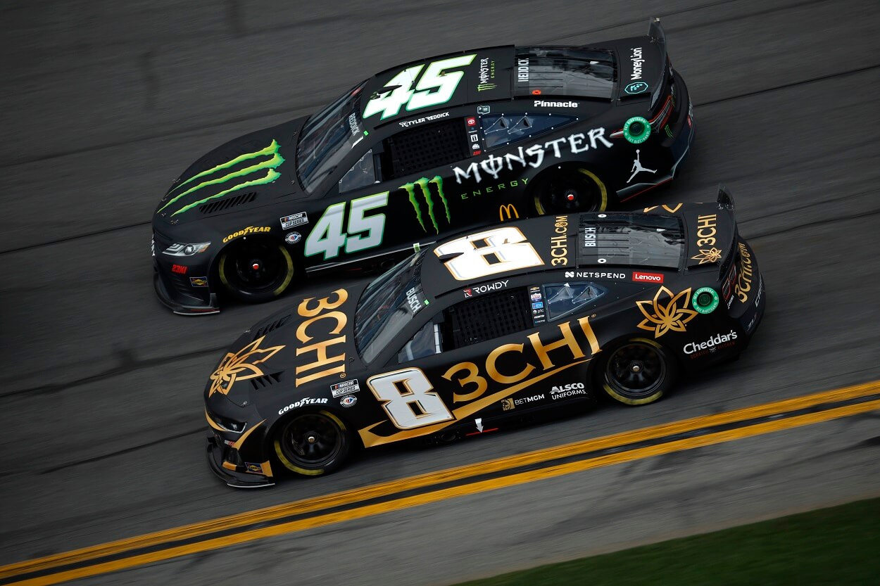 Kyle Busch and Tyler Reddick battle at the 2023 NASCAR Cup Series Daytona 500