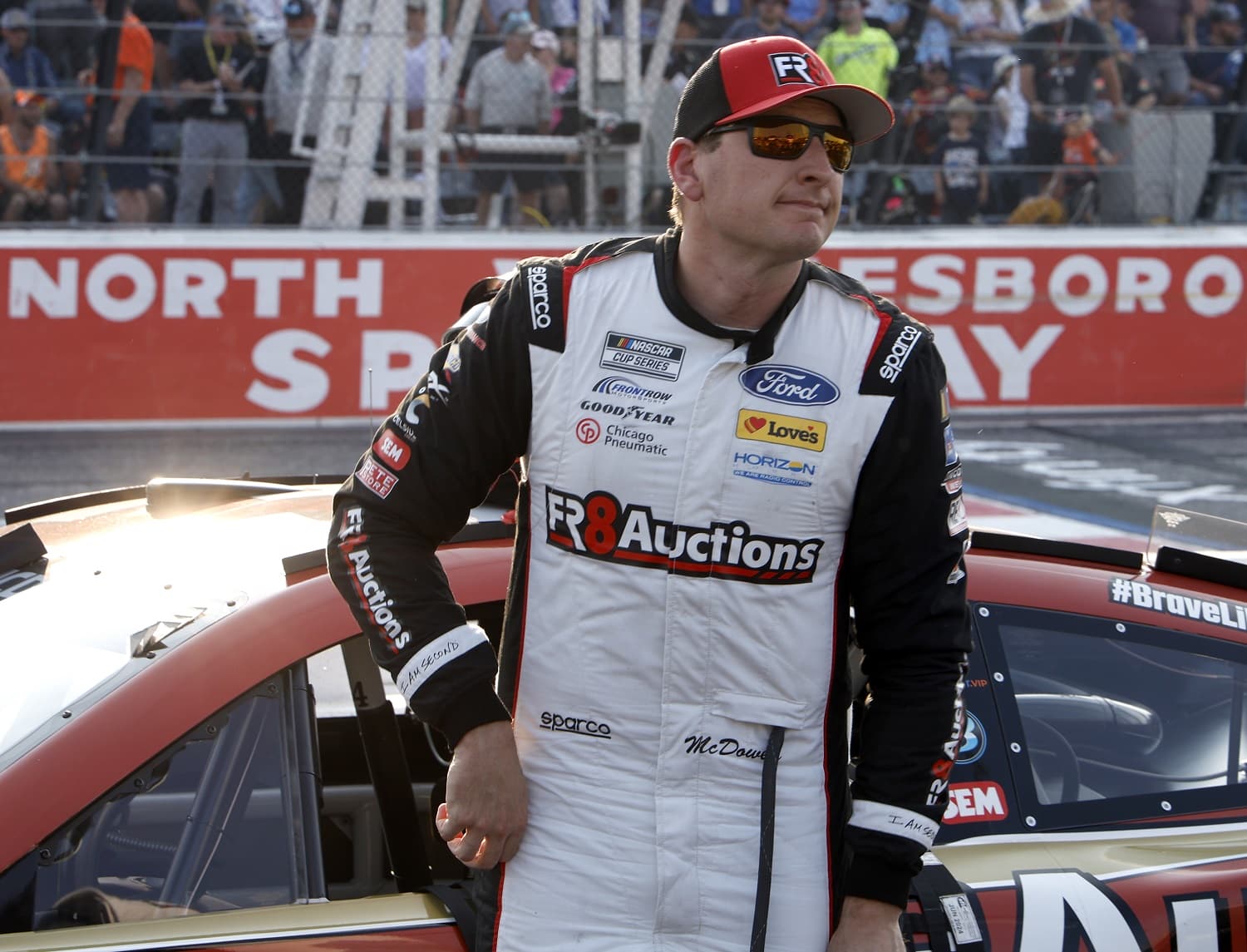 Michael McDowell looks on after the NASCAR Cup Series All-Star Open Race at North Wilkesboro Speedway on May 21, 2023.