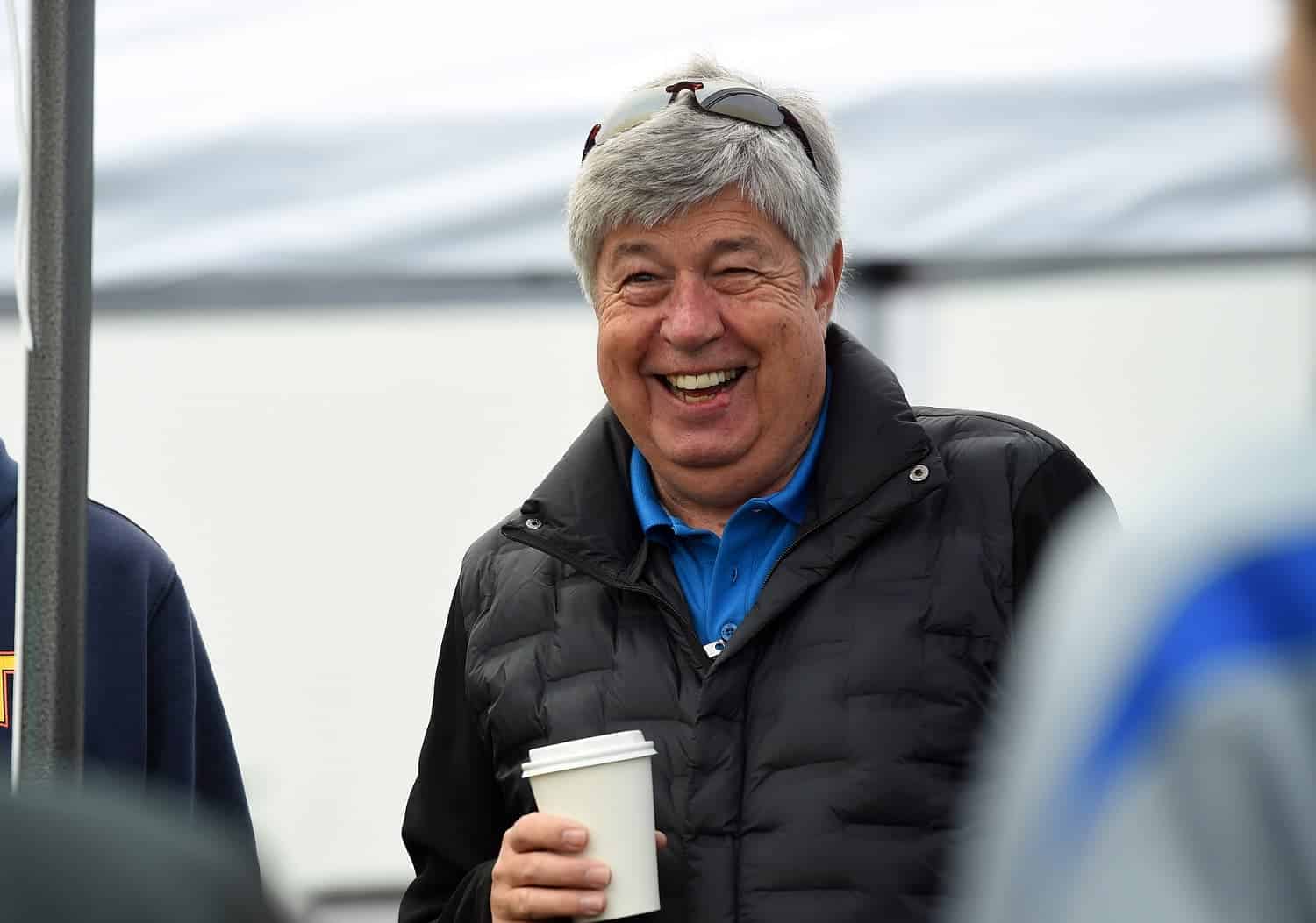 Mike Joy, lap-by-lap voice for Fox NASCAR, speaks at the drivers meeting for Historic Trans Am at Sonoma on June 9, 2023, at Sonoma Raceway.