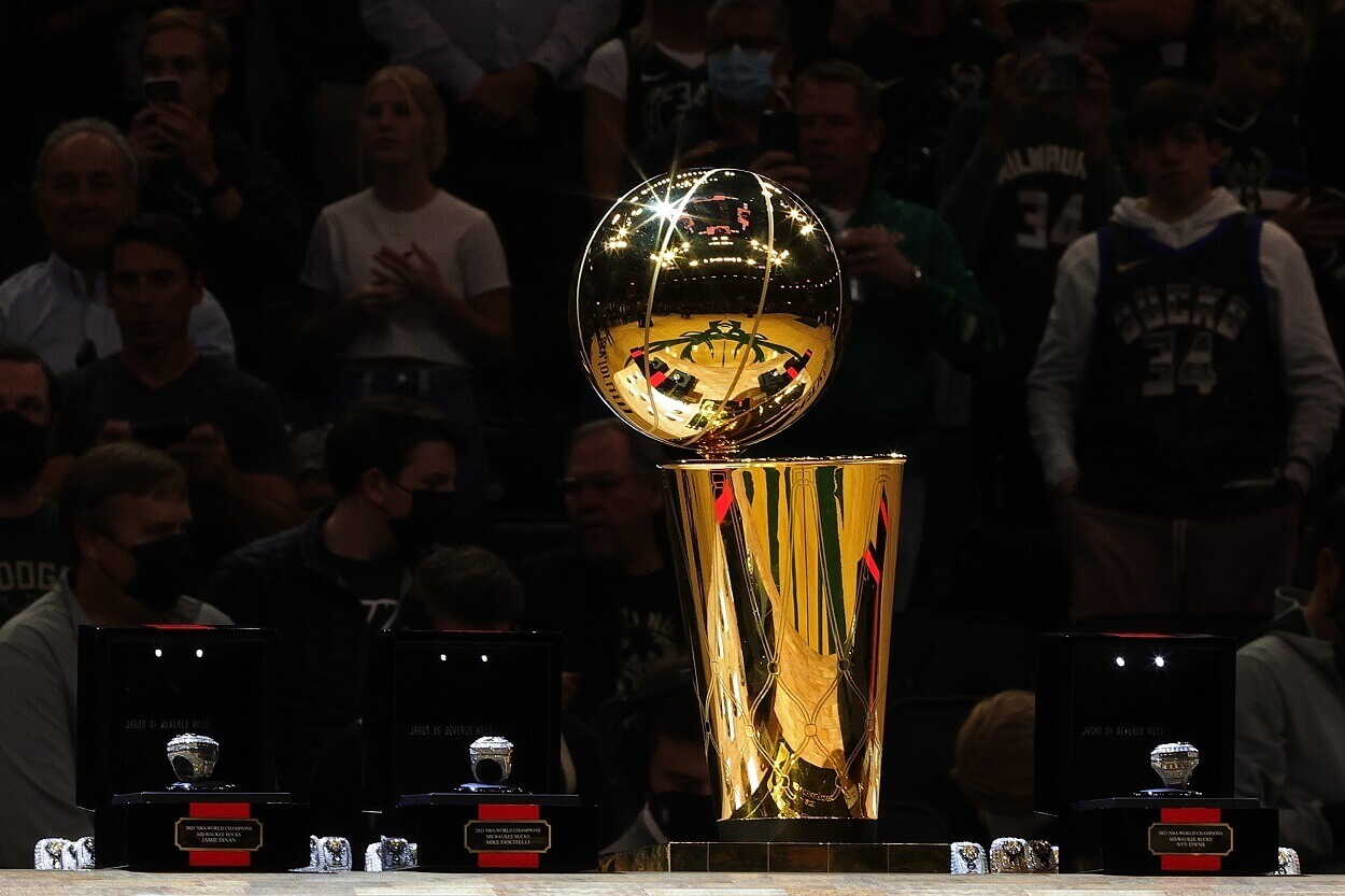 A view of the Larry O'Brien NBA Championship Trophy
