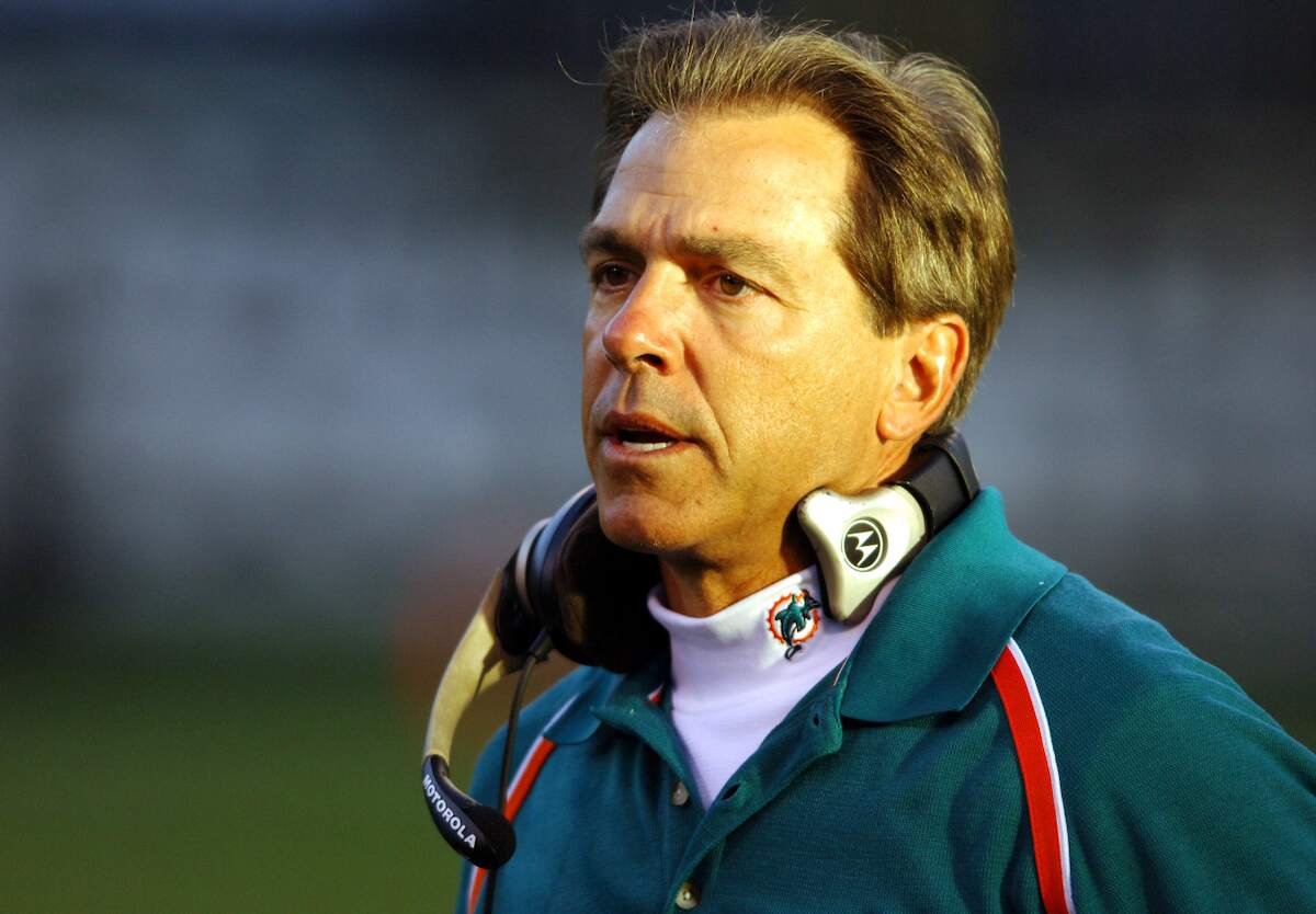 Miami Dolphins coach Nick Saban watches from the sideline in 2005