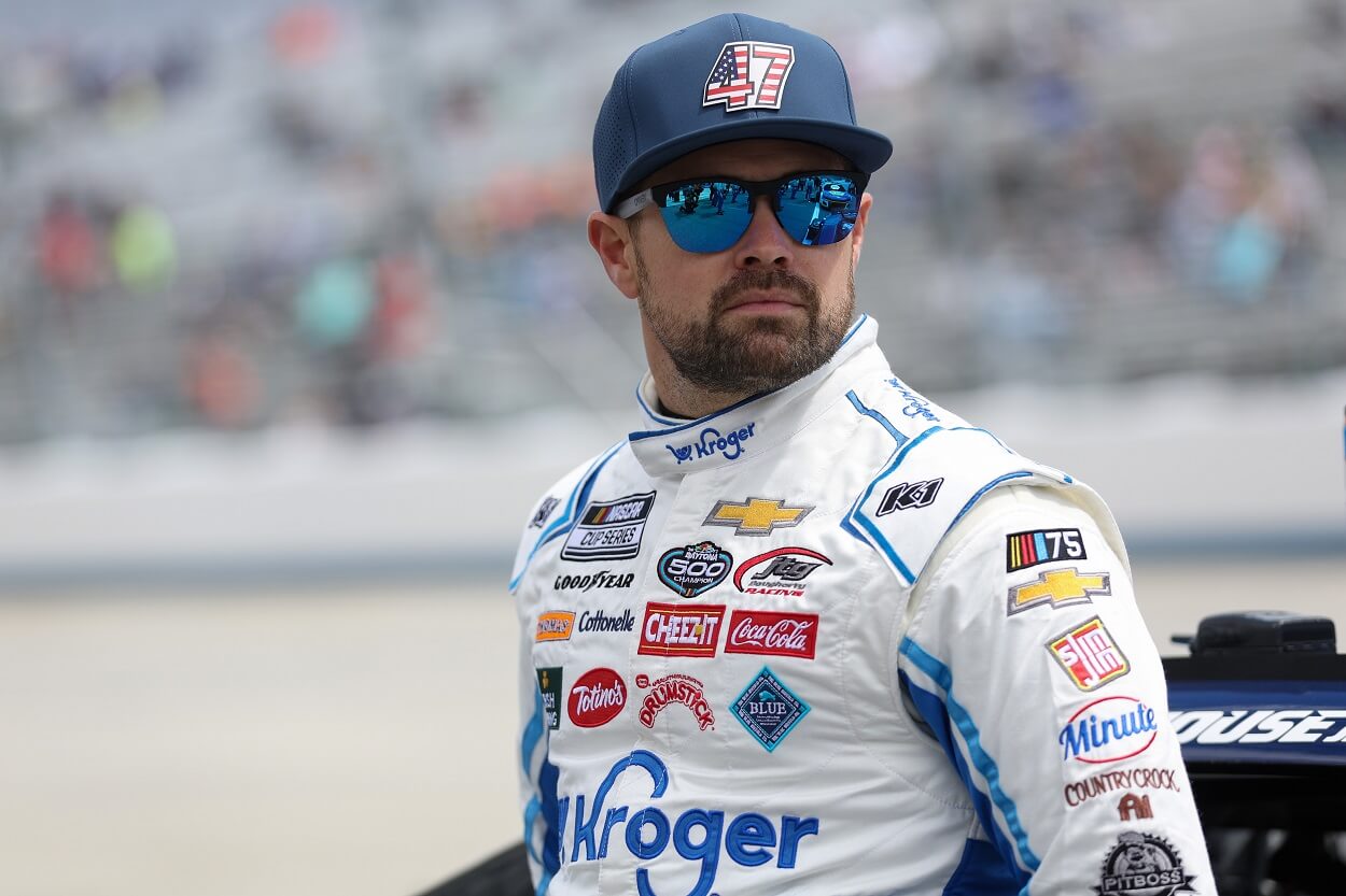 Ricky Stenhouse Jr., driver of the #47 Kroger/Icy Hot Pro Chevrolet,waits on the grid prior to the NASCAR Cup Series Würth 400 at Dover International Speedway on May 01, 2023 in Dover, Delaware
