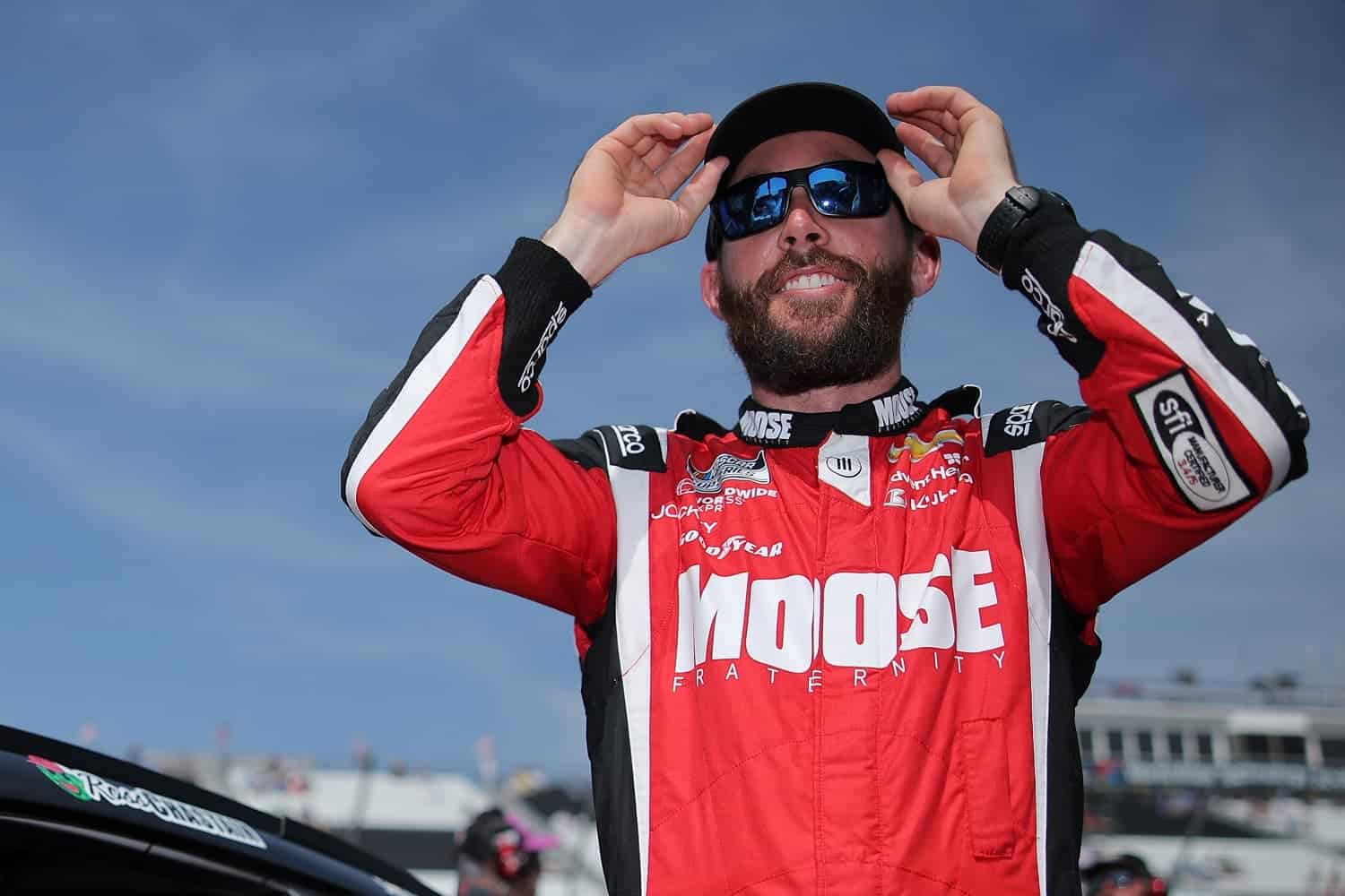 Ross Chastain looks on during qualifying for the NASCAR Cup Series Enjoy Illinois 300 at WWT Raceway on June 3, 2023.