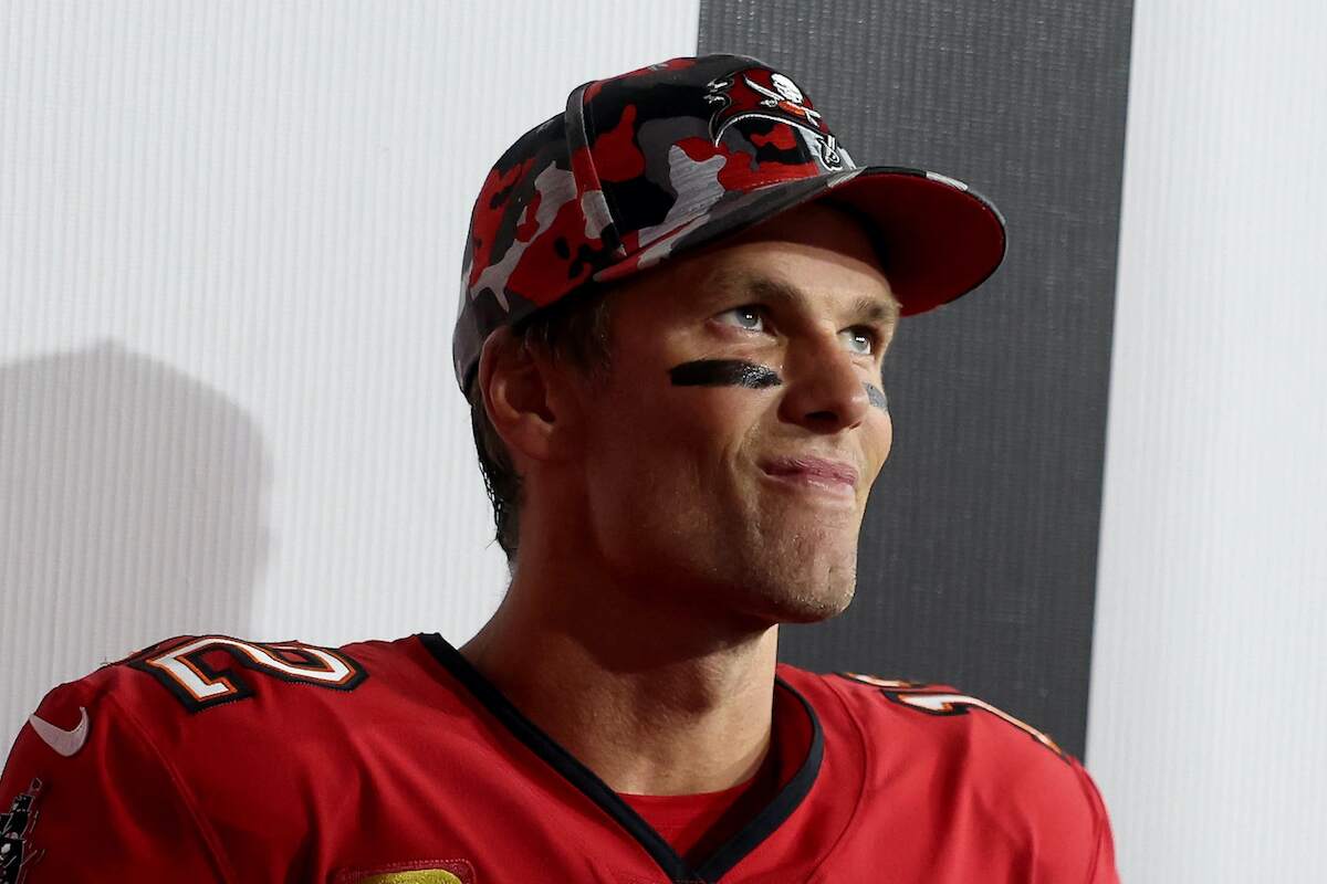 Tom Brady of the Tampa Bay Buccaneers looks on from the tunnel prior to a 2022 game
