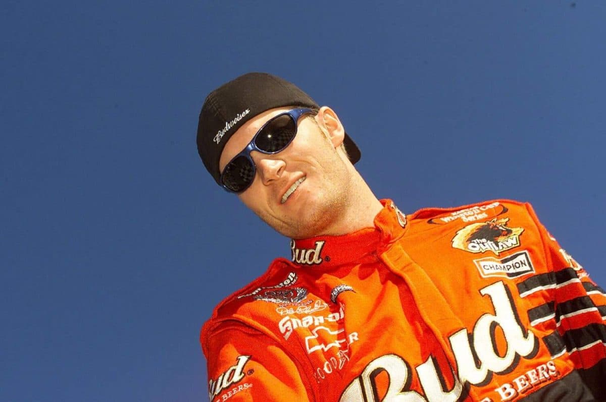 NASCAR driver Dale Earnhardt Jr. wears a green Bud shirt