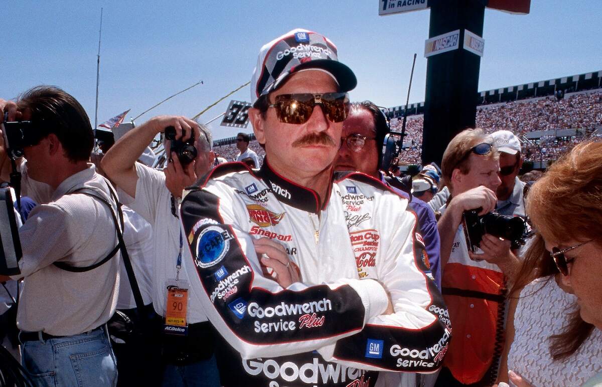 Dale Earnhardt in the infield before driver introductions for the 1999 Pocono 500 in the NASCAR Cup Series