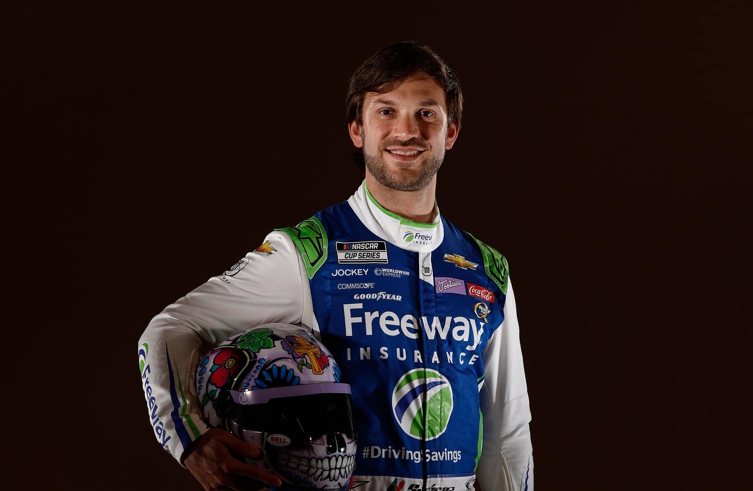 NASCAR driver Daniel Suarez poses for a photo during NASCAR Production Days at Charlotte Convention Center on Jan. 18, 2023 in Charlotte, North Carolina.