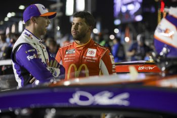 Denny Hamlin and Bubba Wallace talk.