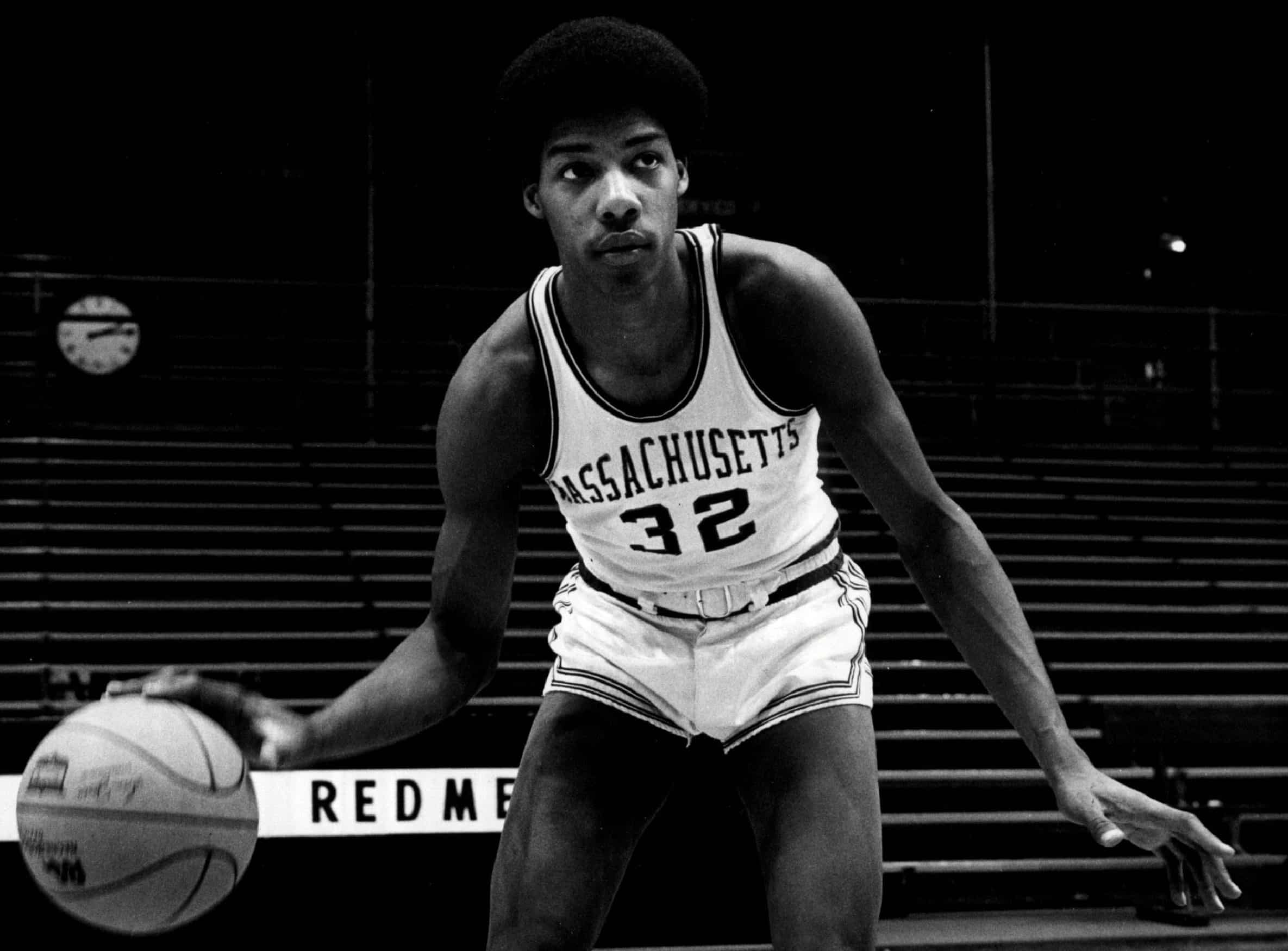 Julius Erving of the Massachusetts Minutemen poses for a portrait.