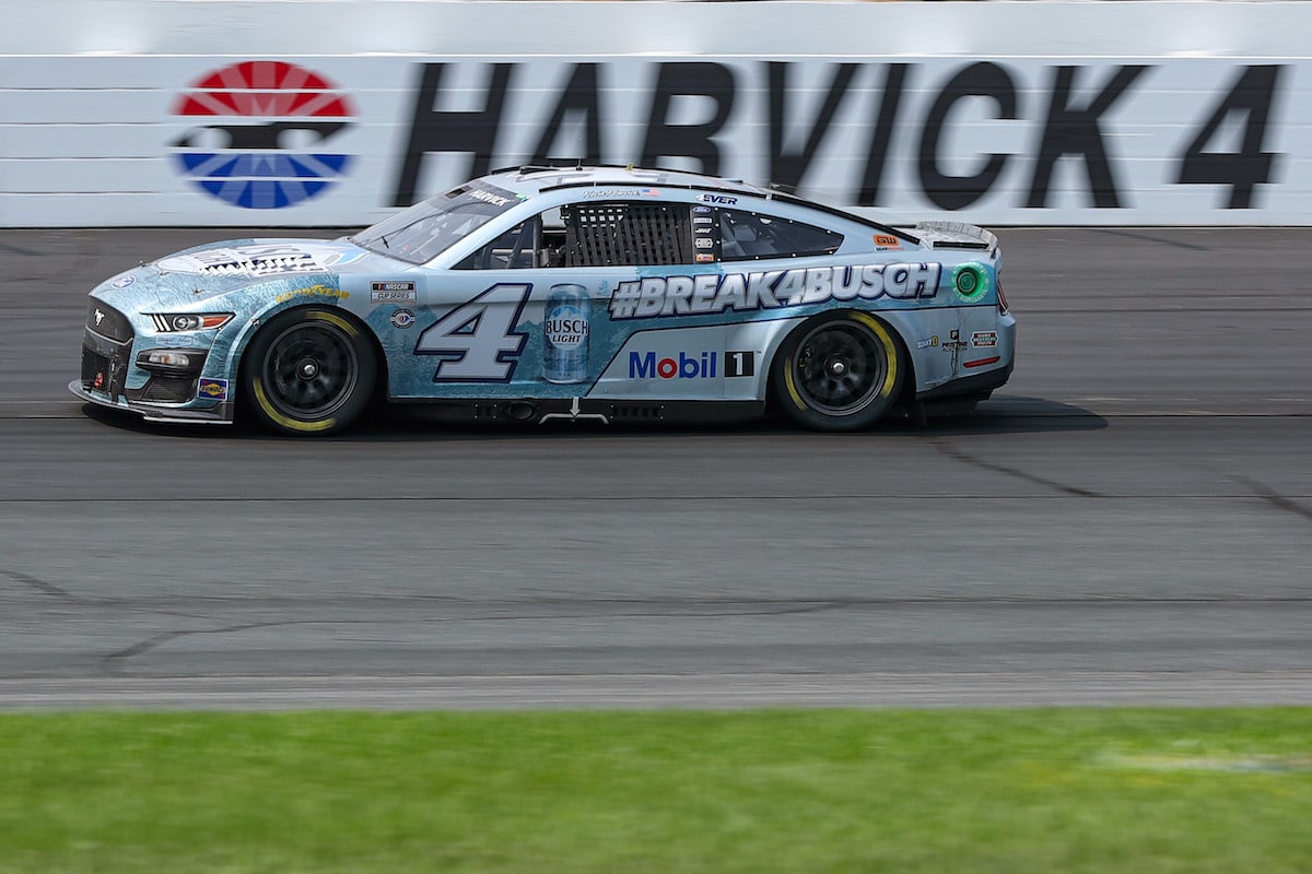 Kevin Harvick drives by the Harvick 4 wall