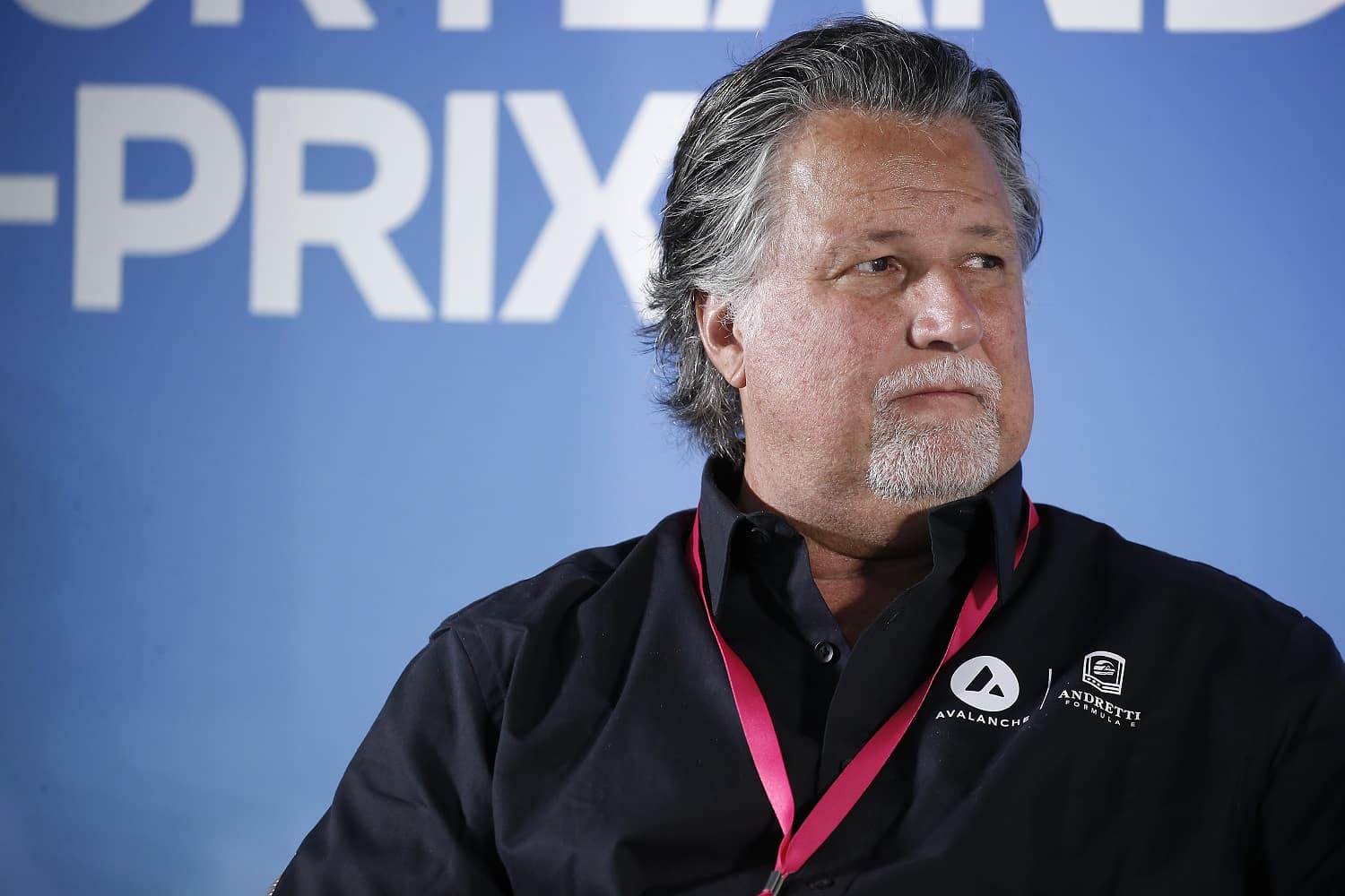 Michael Andretti is interviewed during the 2023 ePrix at Portland International Raceway on June 23, 2023.