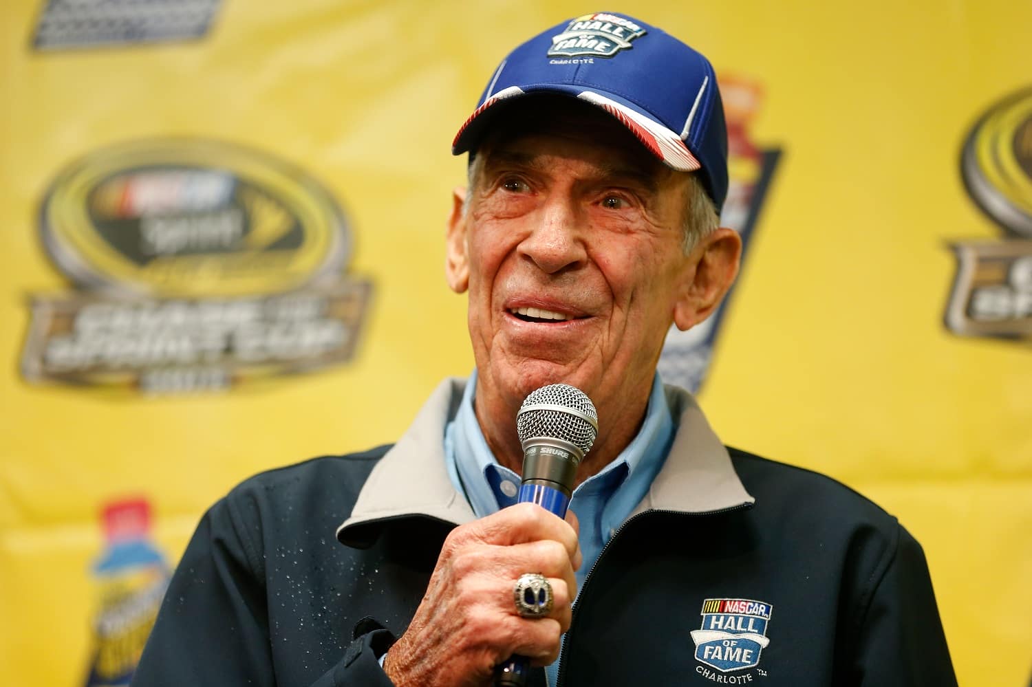 NASCAR Hall of Famer Ned Jarrett speaks with the media prior to the NASCAR Goody's Headache Relief Shot 500 at Martinsville Speedway on Nov. 1, 2015, in Martinsville, Virginia.